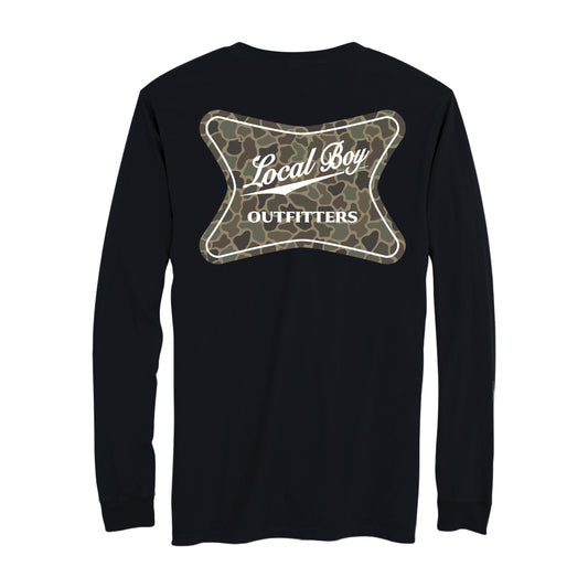 High Badge Brush Long Sleeve T-Shirt - Black