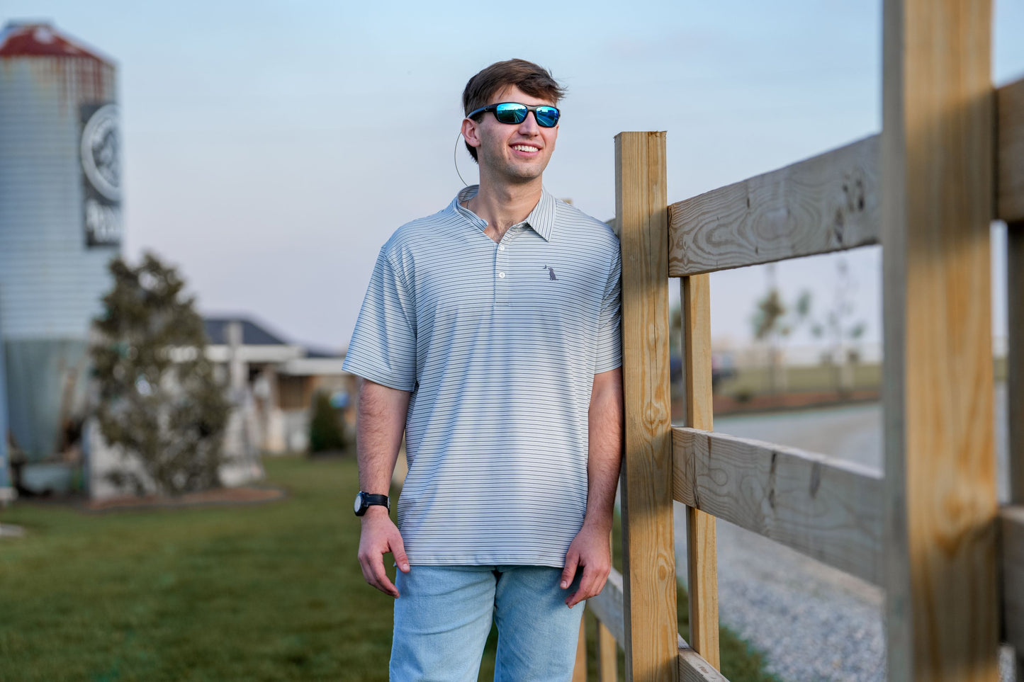 Edisto Polo - Dark Slate/White