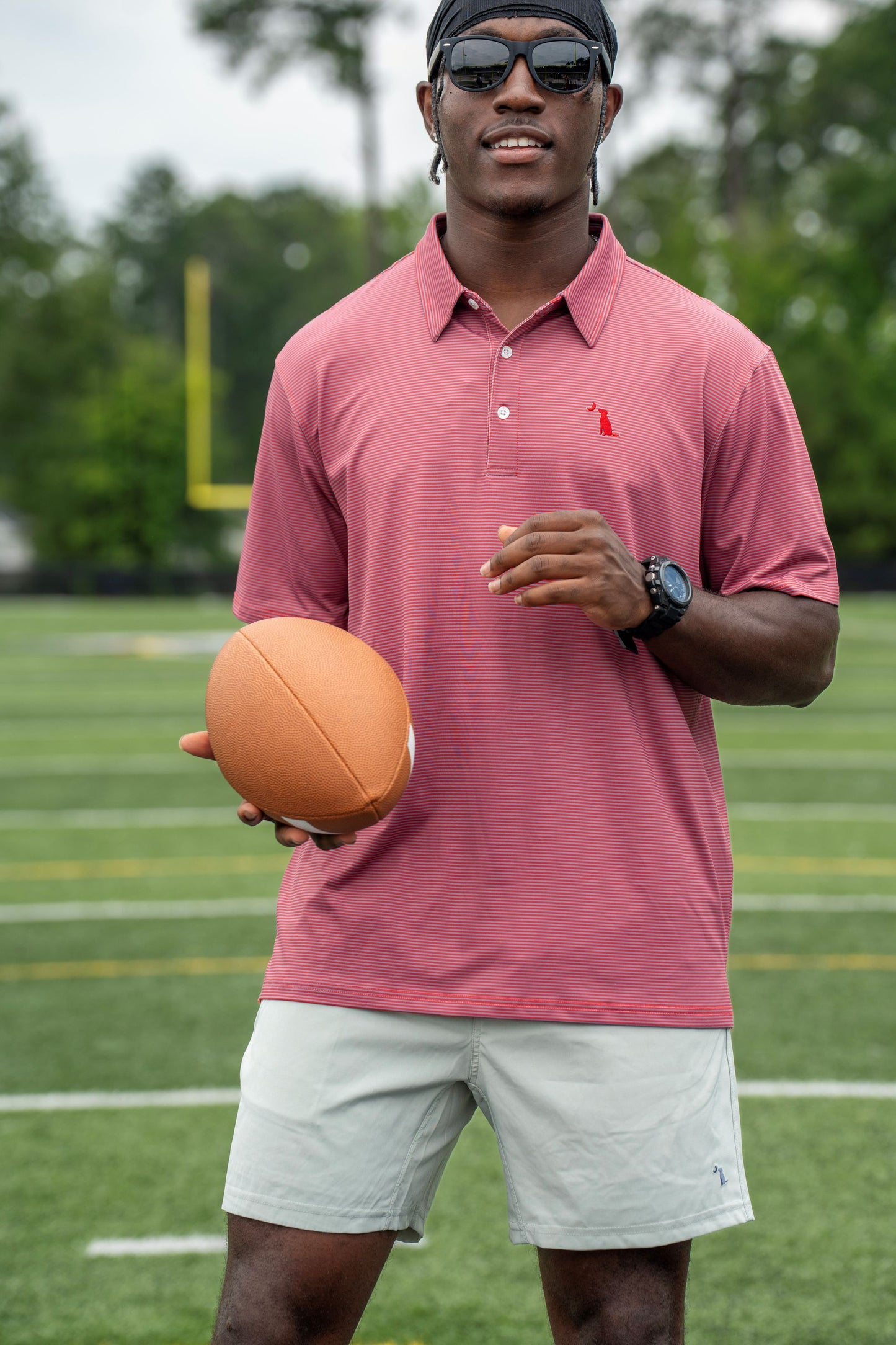 Collegiate Palms Polo - Crimson/Gray