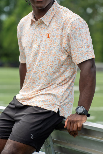 Collegiate Game Day Dirty Myrtle Polo - Big Orange/Gray