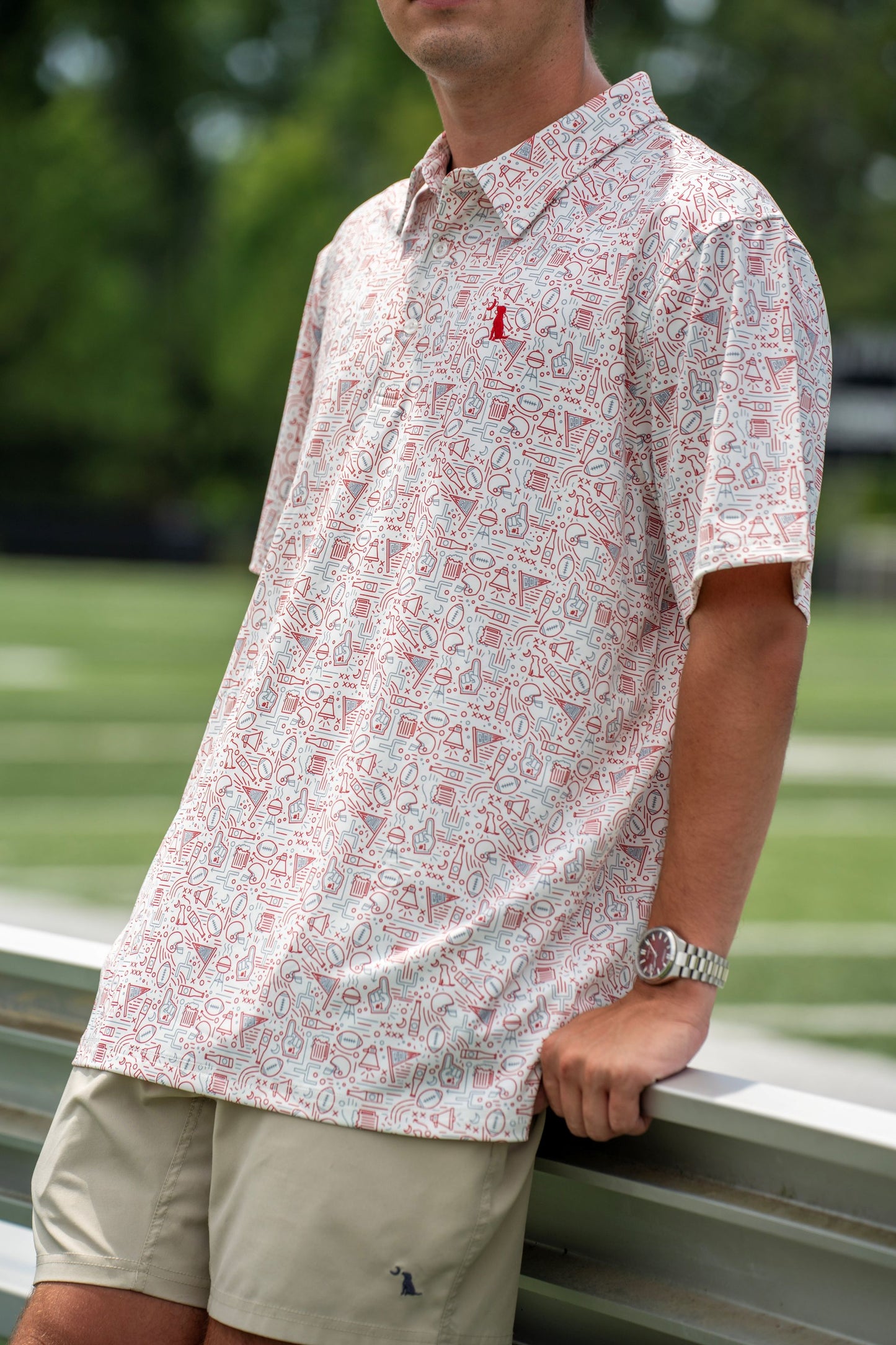 Collegiate Game Day Dirty Myrtle Polo - Crimson/Gray