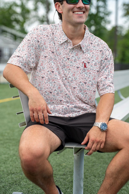 Collegiate Game Day Dirty Myrtle Polo - Garnet/Black