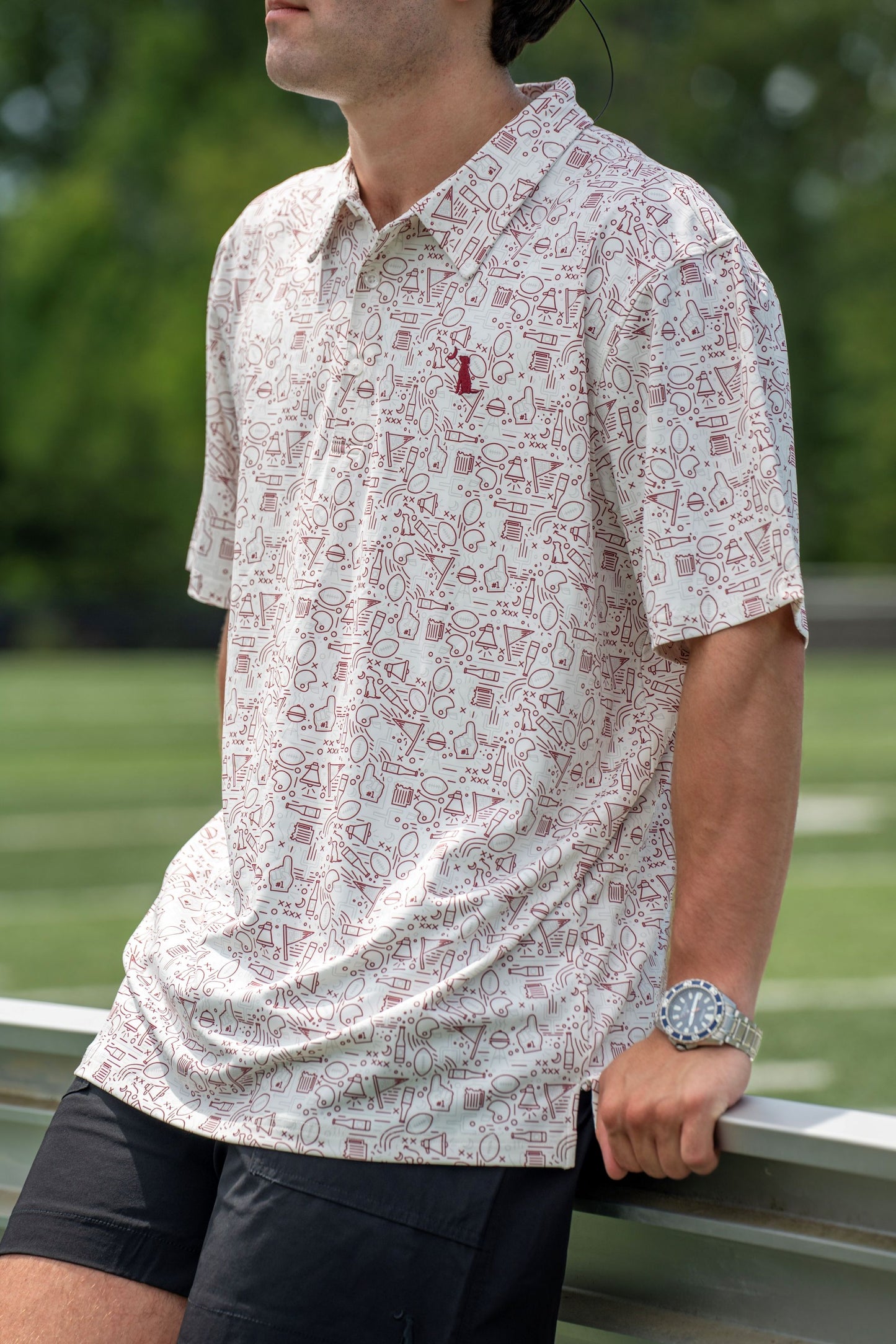 Collegiate Game Day Dirty Myrtle Polo - Maroon/Light Gray