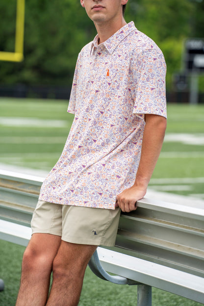 Collegiate Game Day Dirty Myrtle Polo - Orange/Purple