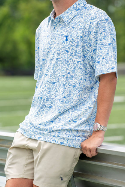 Collegiate Game Day Dirty Myrtle Polo - White/Blue
