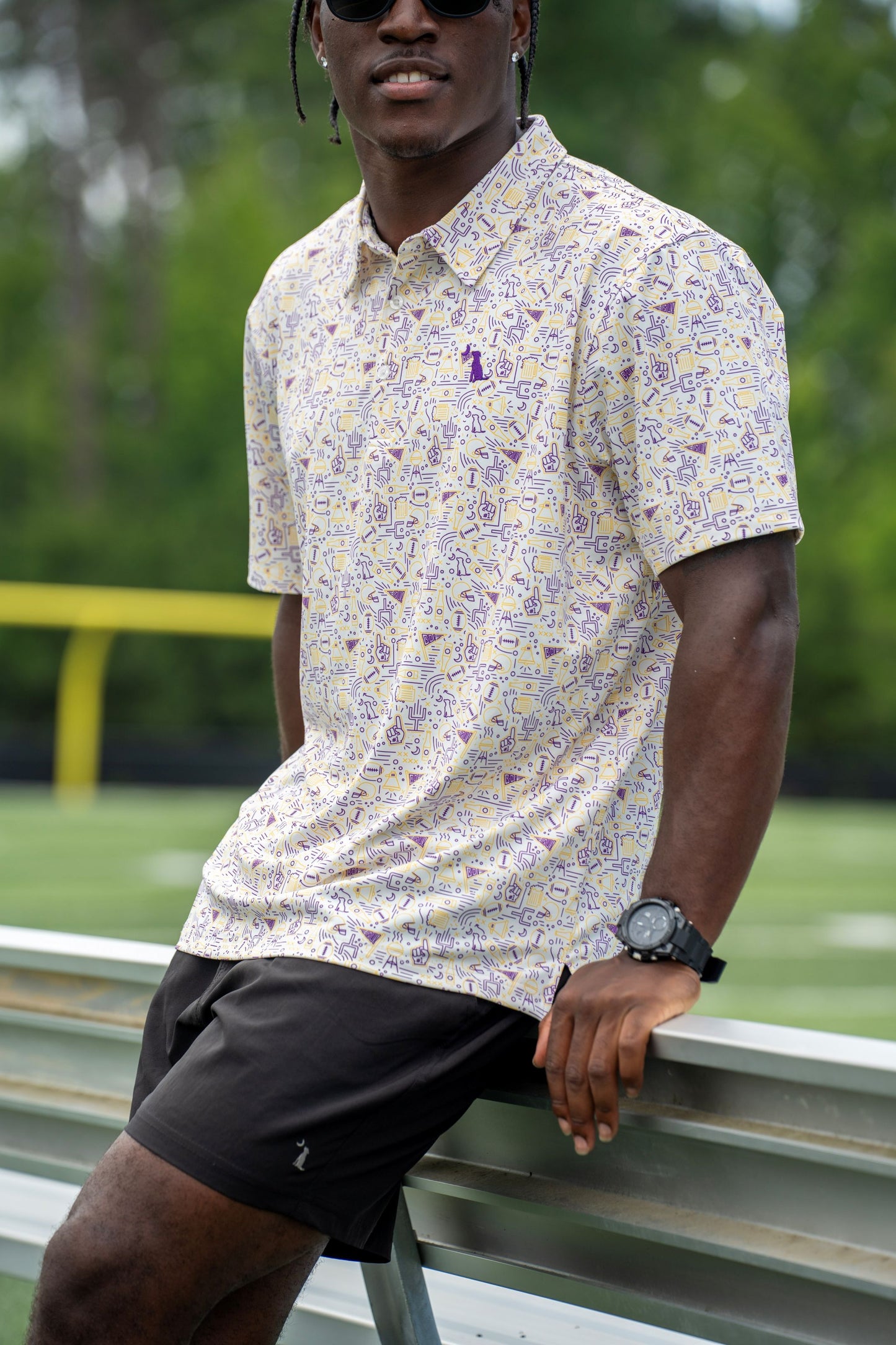 Collegiate Game Day Dirty Myrtle Polo - Yellow/Purple
