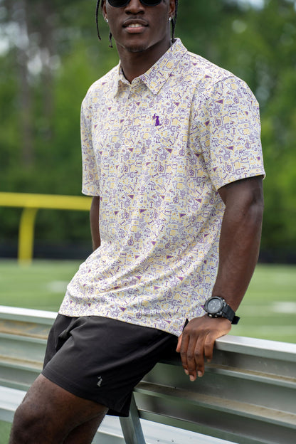 Collegiate Game Day Dirty Myrtle Polo - Yellow/Purple