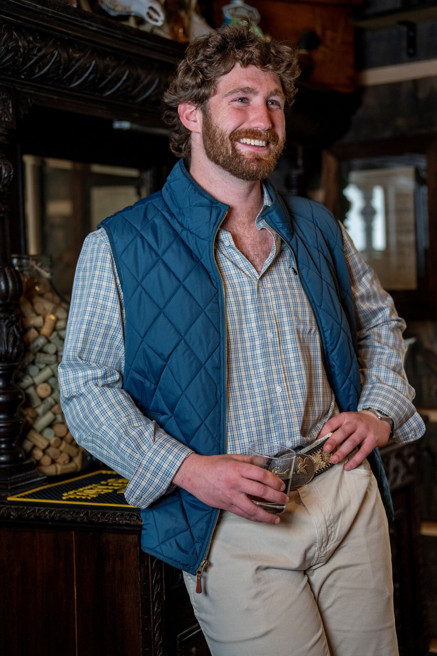 Diamond Quilted Vest - Dark Blue