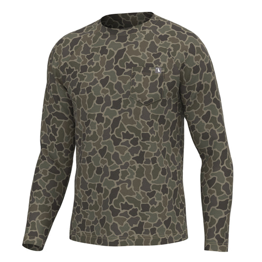 Long Sleeve Heather Performance Shirt - Brush Camo