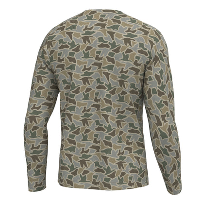 Long Sleeve Heather Performance Shirt - Sand Duck Camo