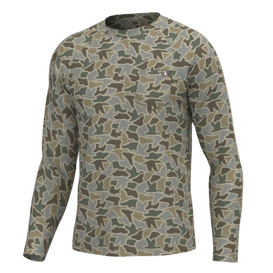 Toddler Long Sleeve Heather Blend Crew - Sand Duck Camo
