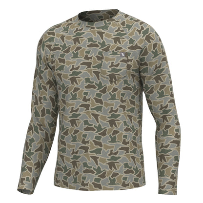 Long Sleeve Heather Performance Shirt - Sand Duck Camo