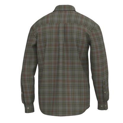 Cain Stretch Flannel - Moss Gray/Dark Olive/Dark Rust
