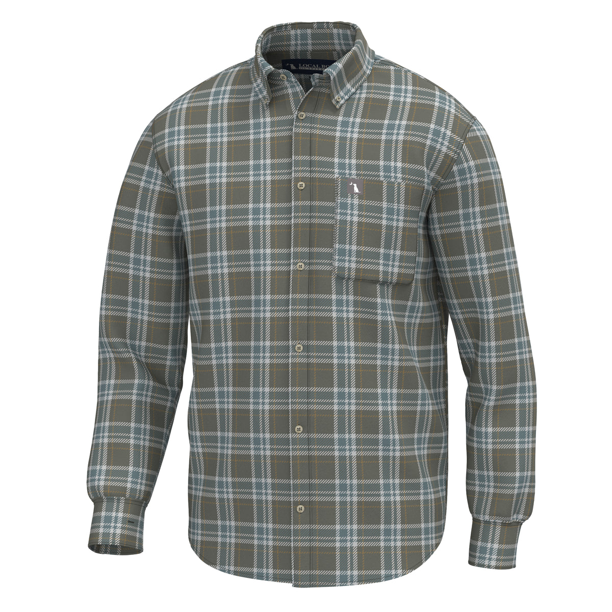 Powers Stretch Flannel - Moss Gray/Smoky Teal/Silver