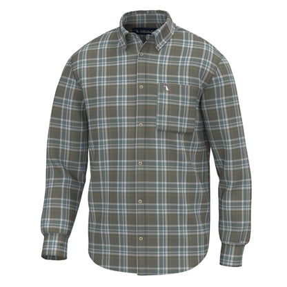 Powers Stretch Flannel - Moss Gray/Smoky Teal/Silver