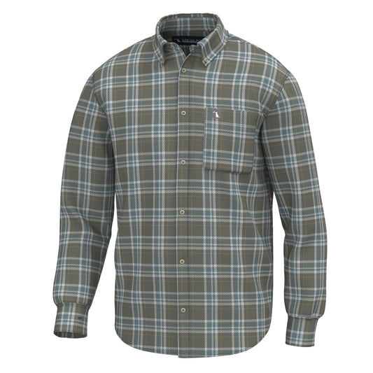 Powers Stretch Flannel - Moss Gray/Smoky Teal/Silver