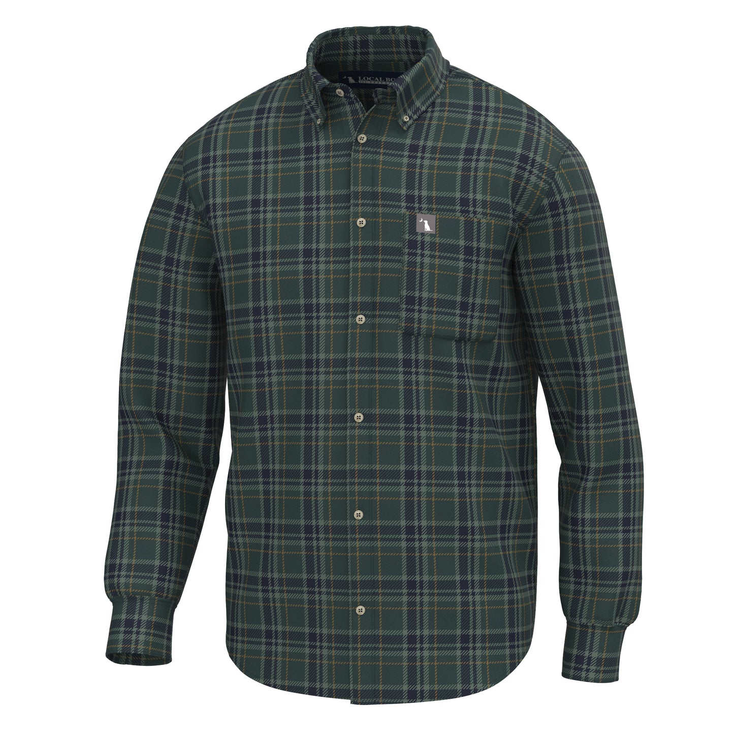 Youth Powers Stretch Flannel - Spruce/Navy/Copper