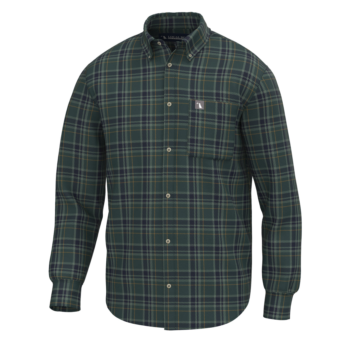 Powers Stretch Flannel - Spruce/Navy/Copper