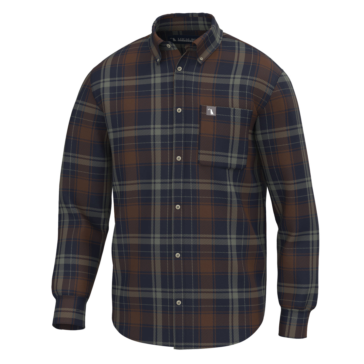 Spurgeon Stretch Flannel - Navy/Dark Rust/Moss Gray