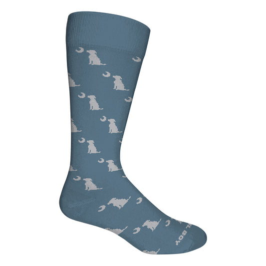 Dress Socks - Smoky Blue Dog & Moon
