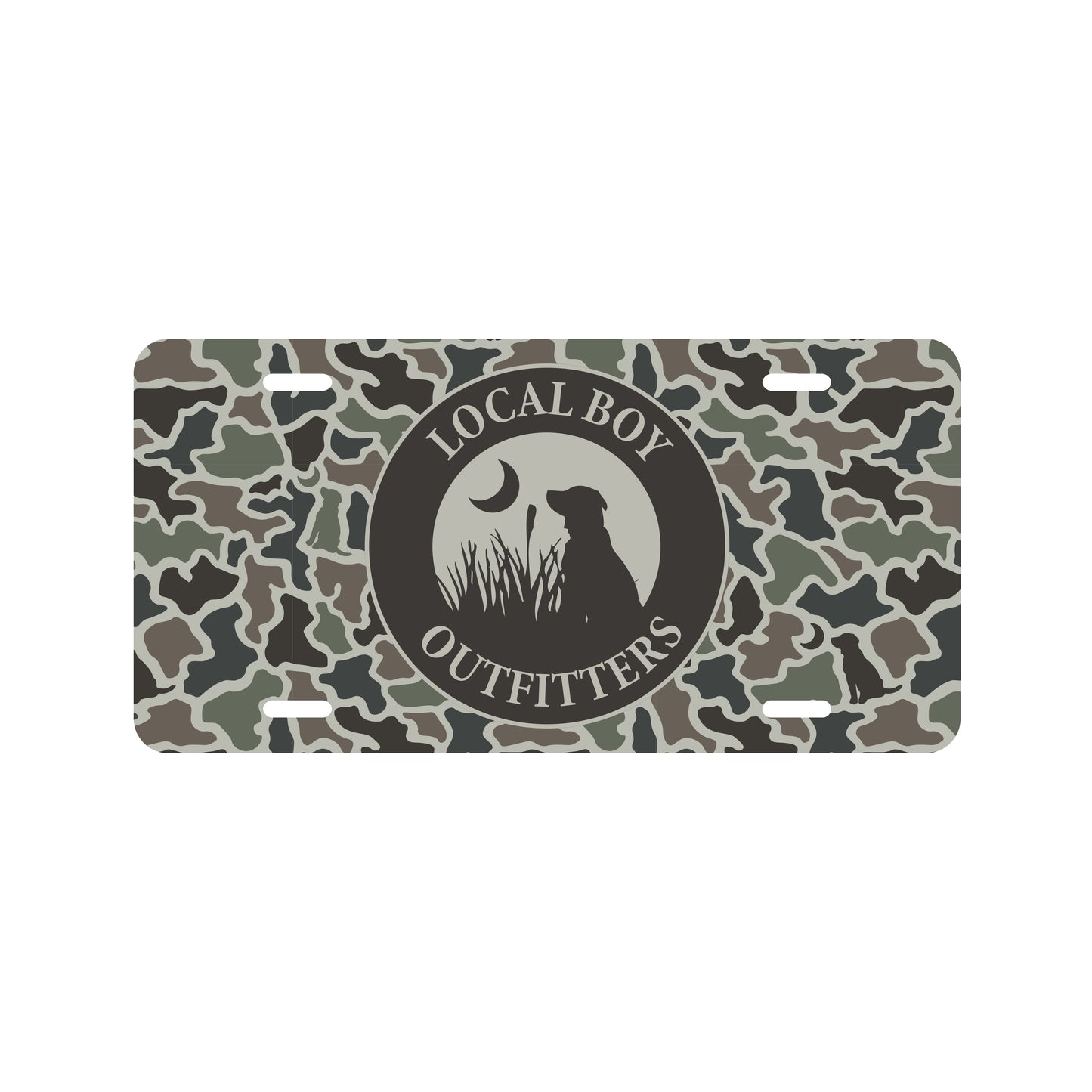 Original Circle License Plate - Dog & Moon Camo