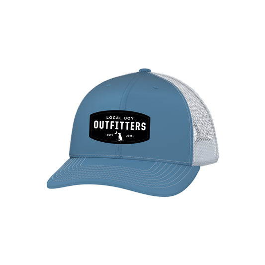 Youth Woven Patch Trucker Hat - Columbia Blue/White