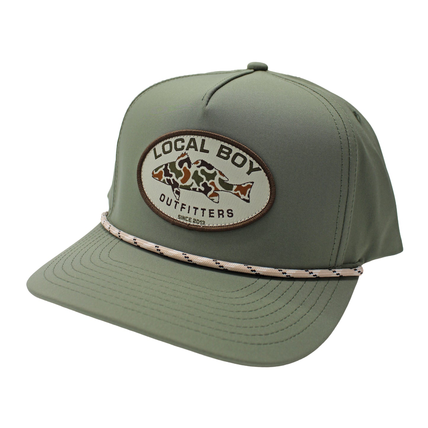 Youth Vintage Redfish Patch High Crown Rope Hat - Sage