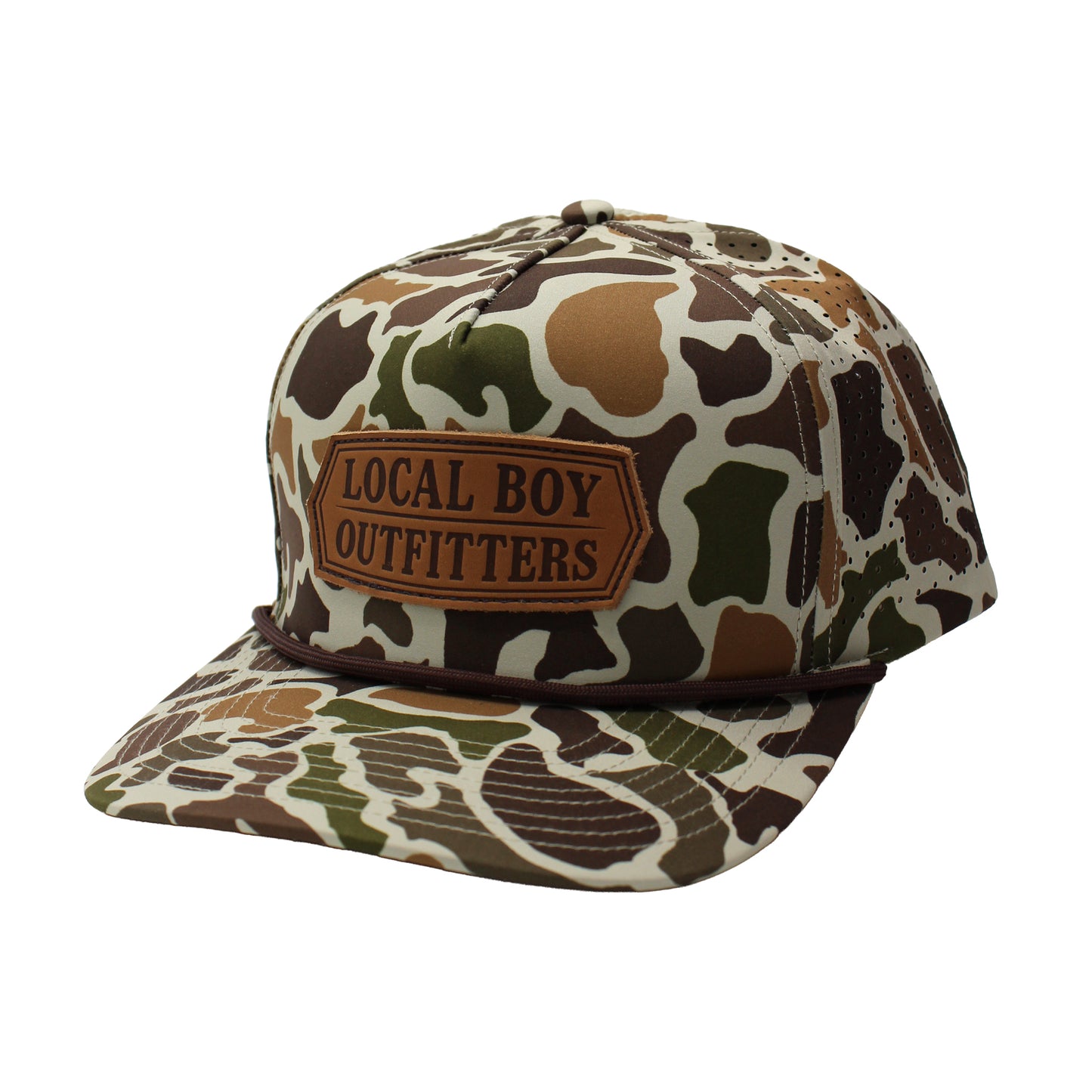 Leather Crest Perforated Rope Hat