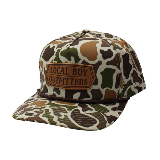 Leather Crest Perforated Rope Hat