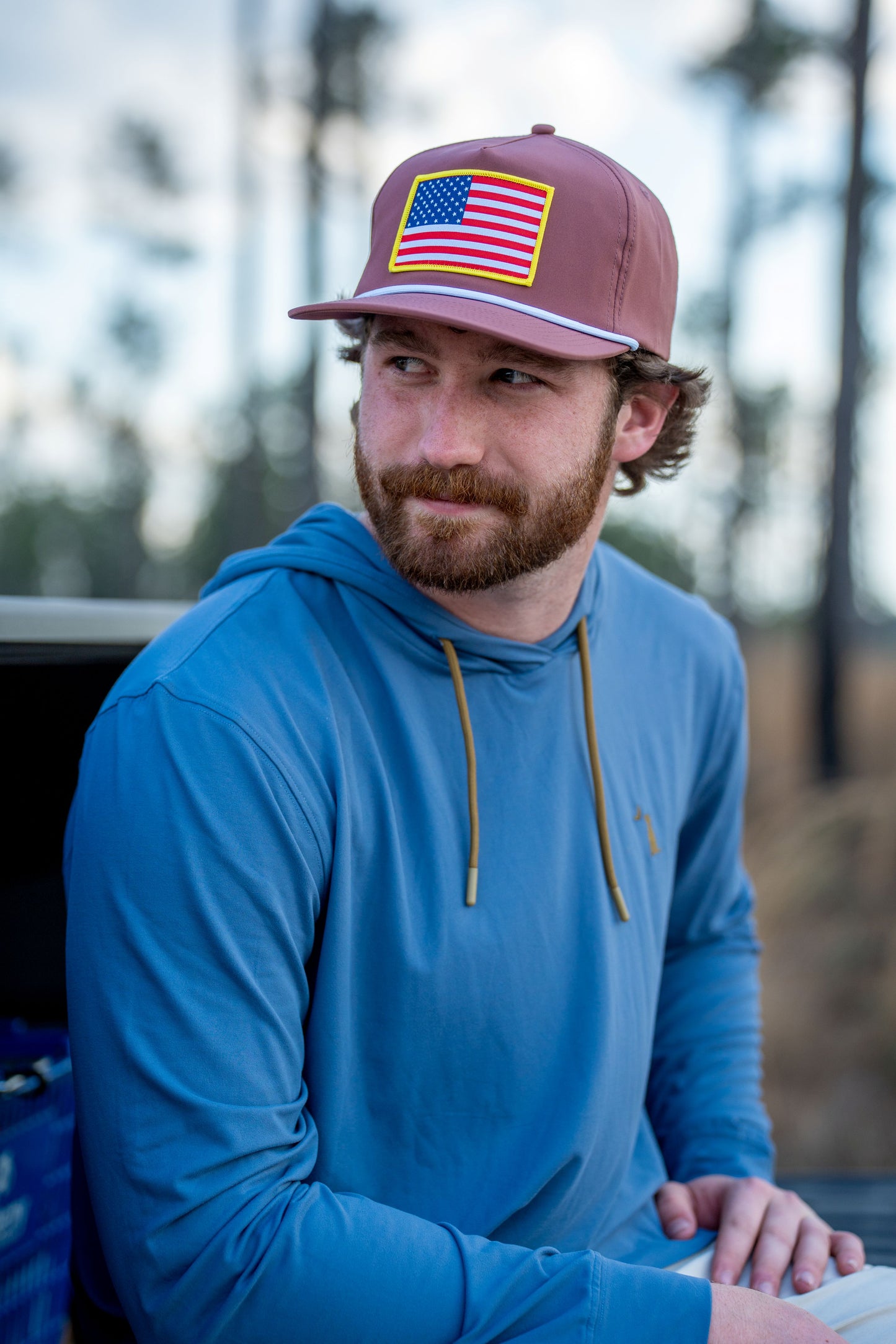 Patriotic Patch Low Profile Rope Hat - Brick