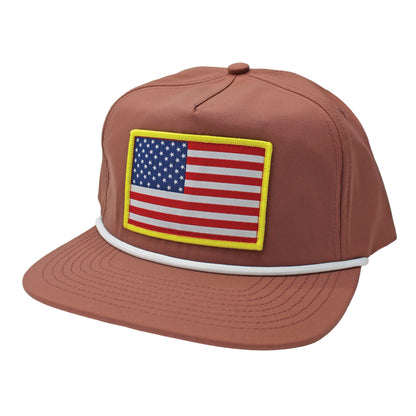 Patriotic Patch Low Profile Rope Hat - Brick