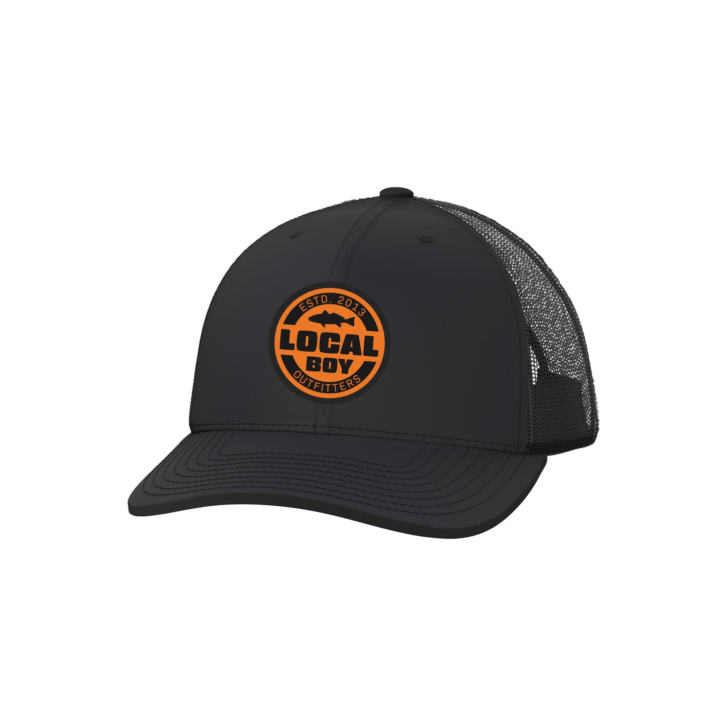 Safety Red Trucker Hat - Black