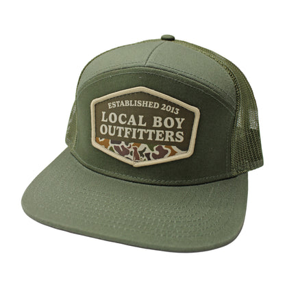 Vintage ESTD Badge 7 Panel Hat - Dark Green/Green