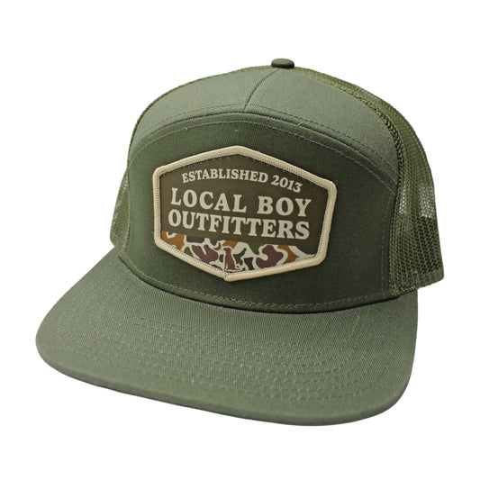 Vintage ESTD Badge 7 Panel Hat - Dark Green/Green
