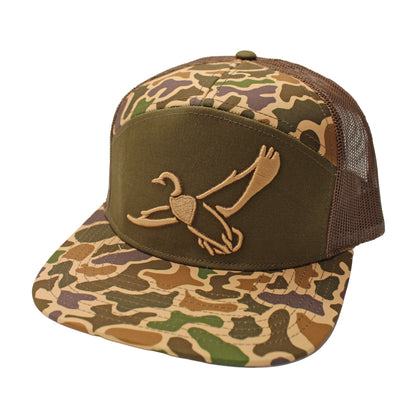 Plain Duck 7 Panel Hat - Old School Camo
