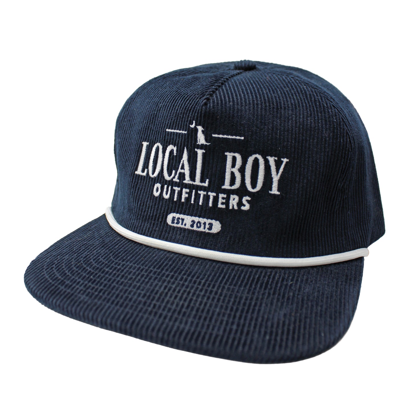 Lucky Text Corduroy Hat - Navy