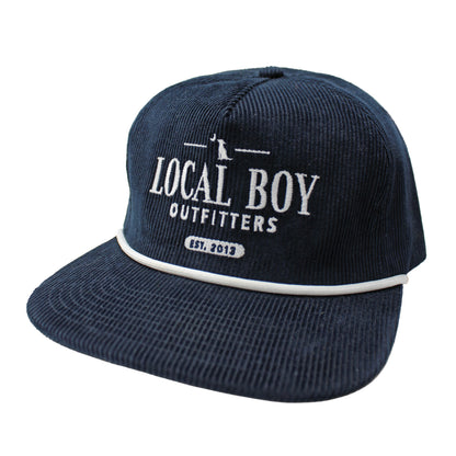 Lucky Text Corduroy Hat - Navy