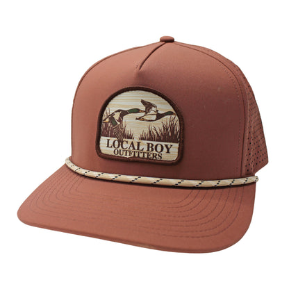 Mallard Marsh Patch Perforated Rope Hat - Brick