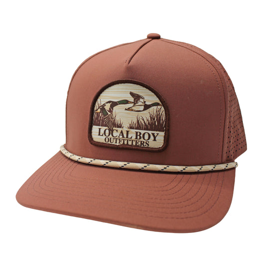Mallard Marsh Patch Perforated Rope Hat - Brick