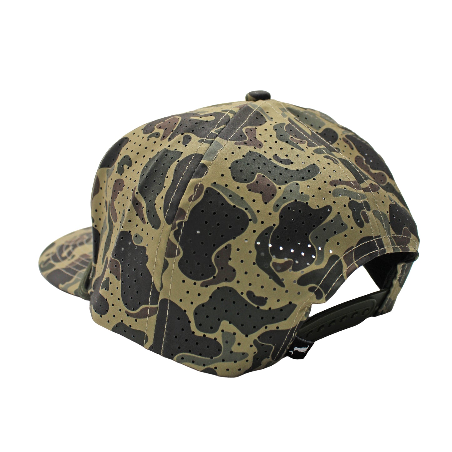 Leather Patch Perforated Rope Hat - Retro Camo
