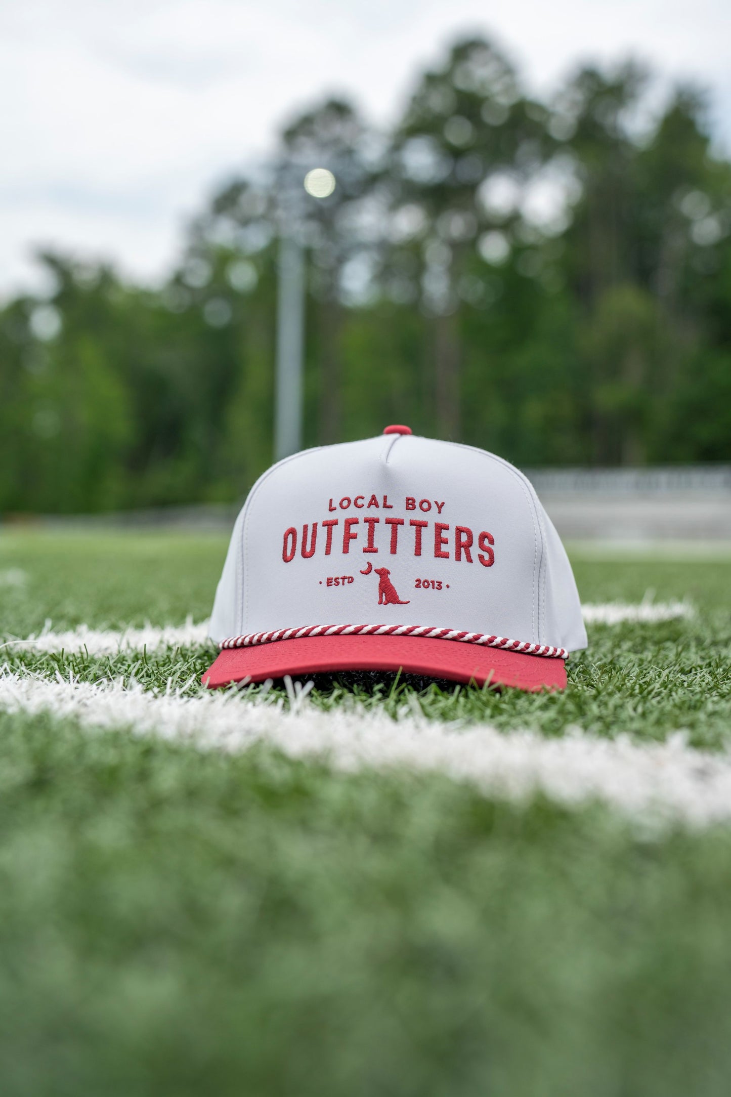 Collegiate High Crown Rope Hat - Light Gray/Maroon