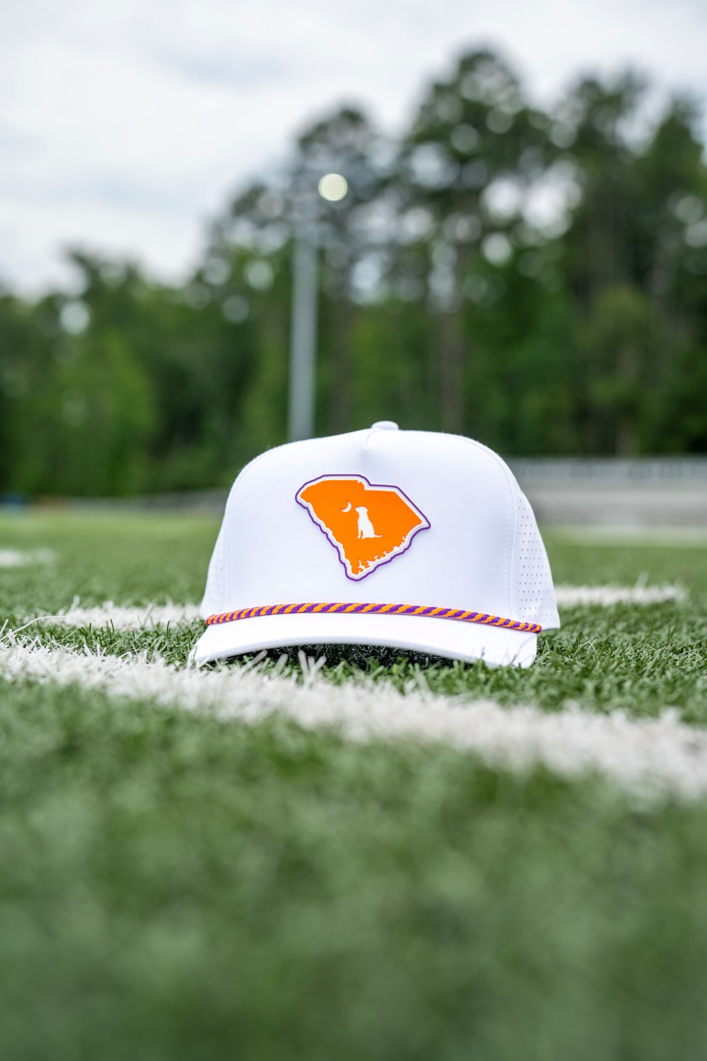 Collegiate Patch Perforated Rope Hat - Orange/Purple