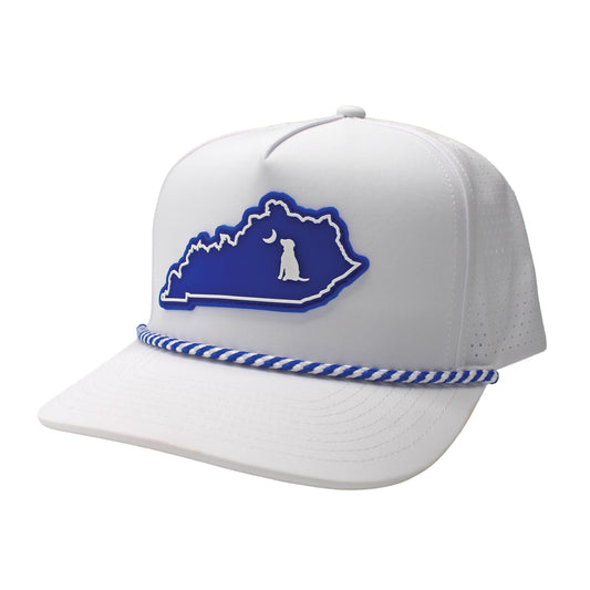 Collegiate Patch Perforated Rope Hat - White/Blue