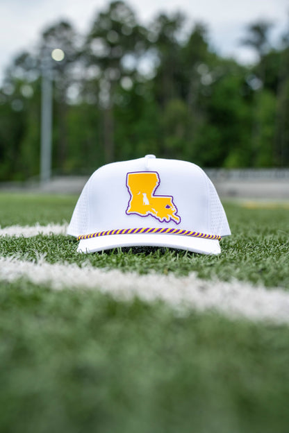 Collegiate Patch Perforated Rope Hat - Yellow/Purple