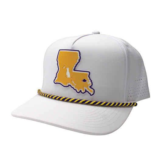Collegiate Patch Perforated Rope Hat - Yellow/Purple