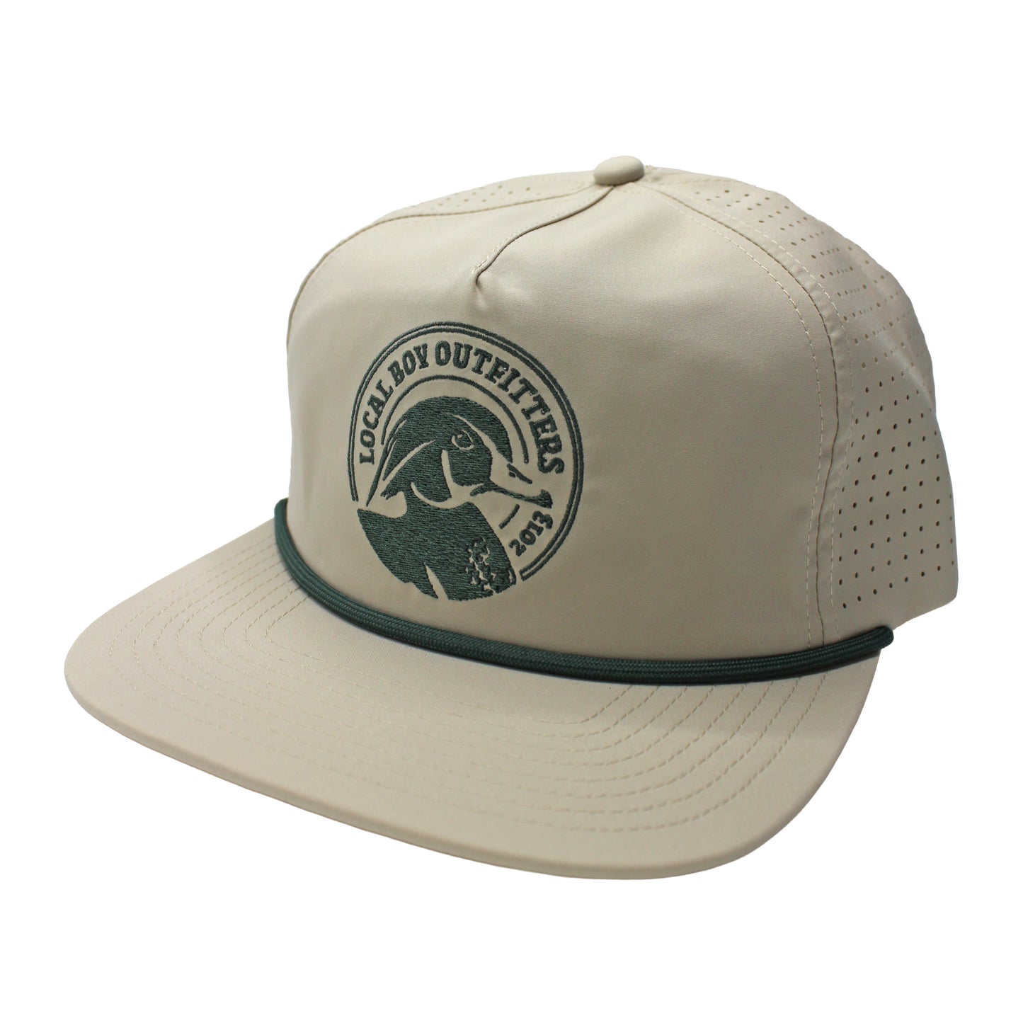 Wood Circle Low Profile Perforated Rope Hat - Light Khaki