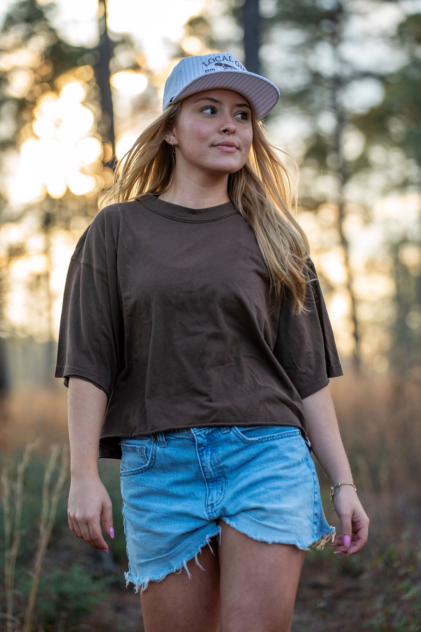 Local Girl Boxy Crop T-Shirt - Espresso