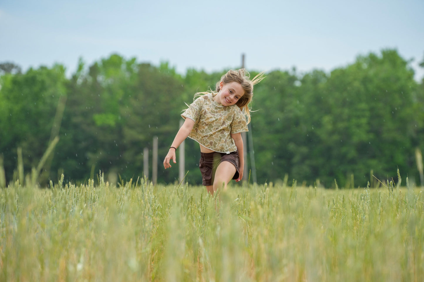 Youth Local Girl Boxy Crop T-Shirt - Forest Camo Desert