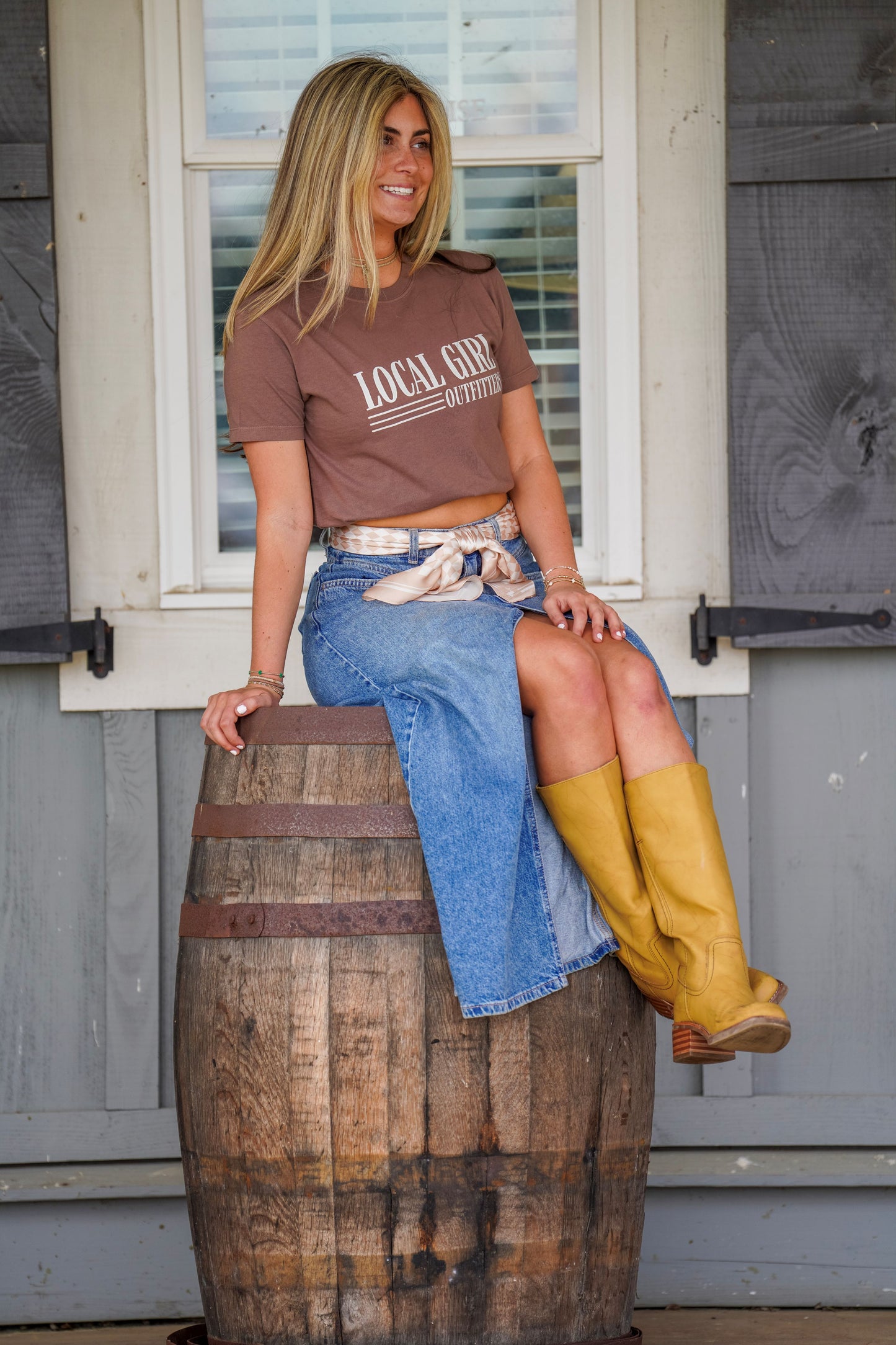 Youth Local Girl Farmhand Graphic Crop T-Shirt - Espresso