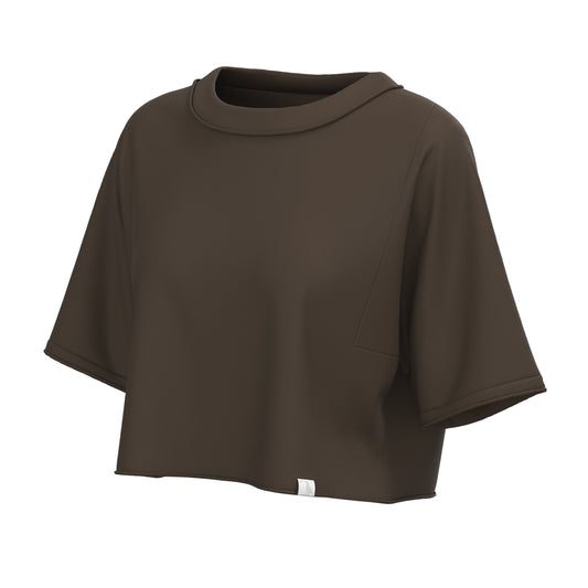 Local Girl Boxy Crop T-Shirt - Espresso